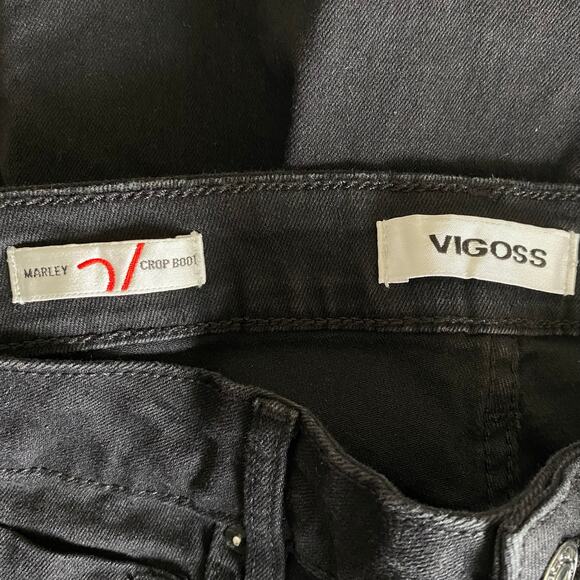 NEW VIGOSS Marley Crop Bootcut Denim Jeans Black Size 29 Raw Hem - Picture 5 of 6